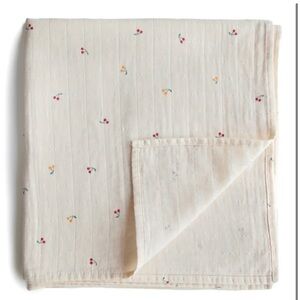 MUSHIE Extra Soft Muslin Swaddle Blanket 100% Organic Cotton - Cherries